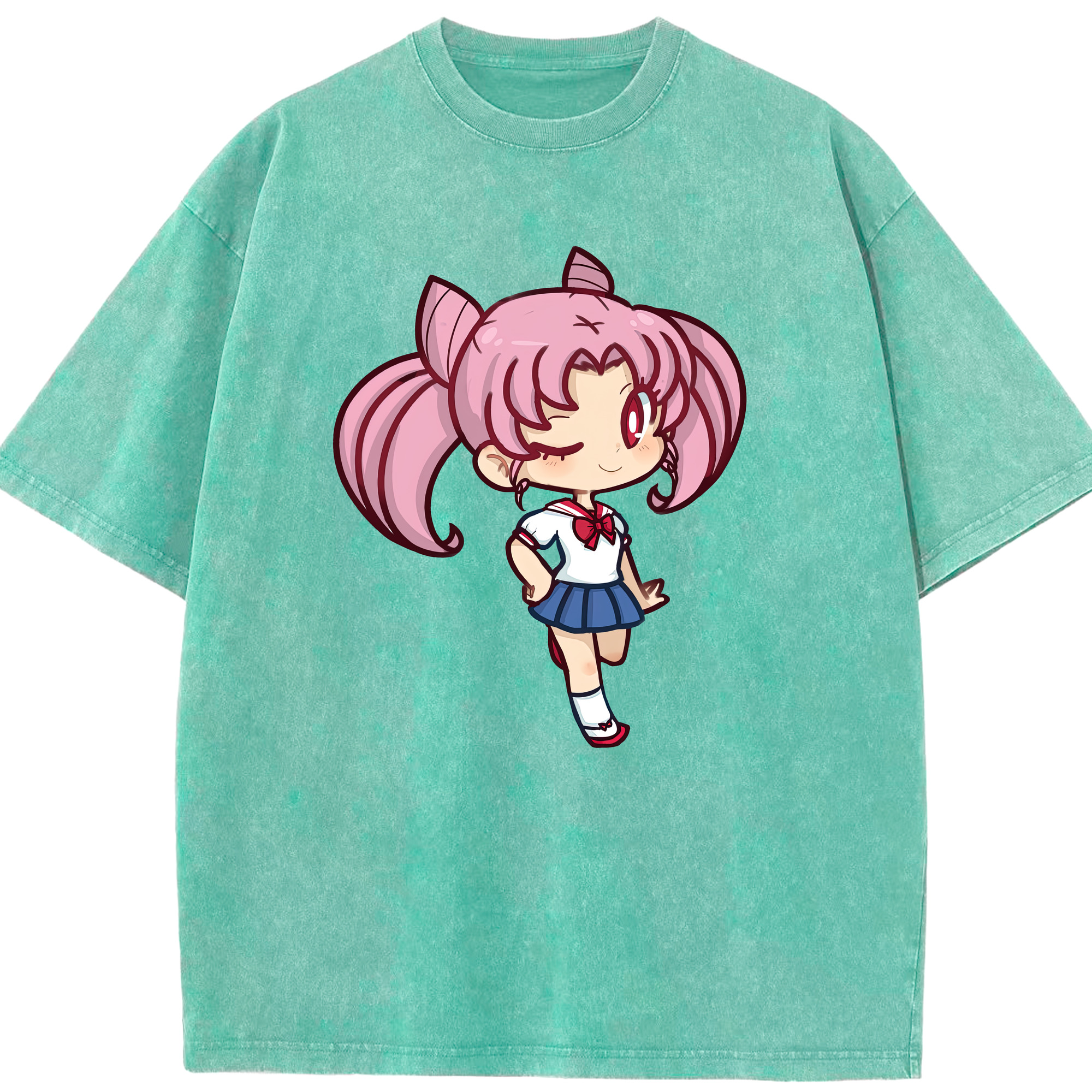 （画像用） 美少女戦士セーラームーン ちびうさ Sailor Moon Chibiusa Tsukino Usagi Small Lady Serenity 綿100% ヴィンテージ風 半袖Tシャツ（フロントプリント）